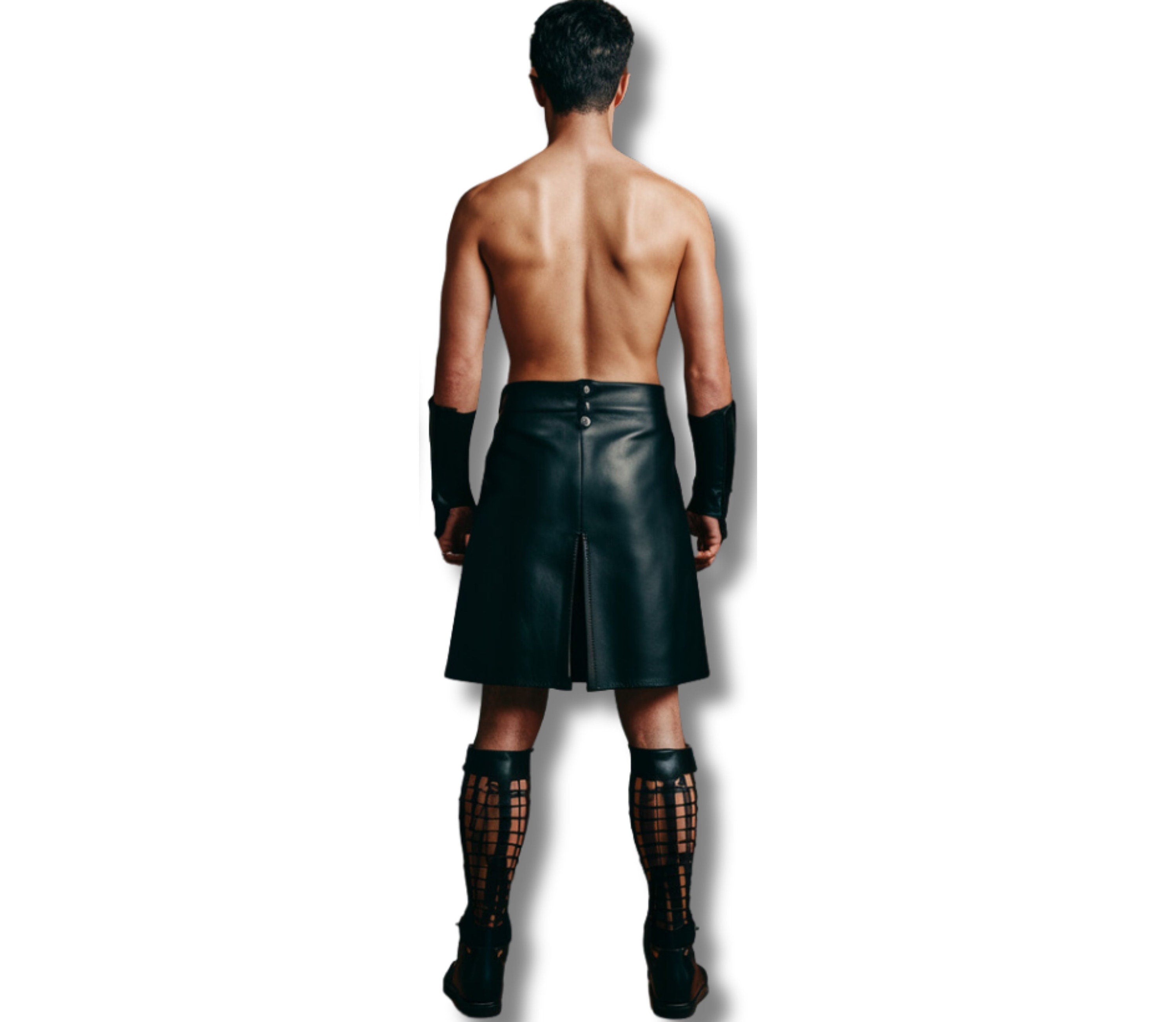 The Last Titan - Handmade Pure Black Leather Gladiator Kilt - Leather Gay Pride Kilt Costume - Cowhide Leather Medieval Men Pride Kilt - Leather Cosplay Gift