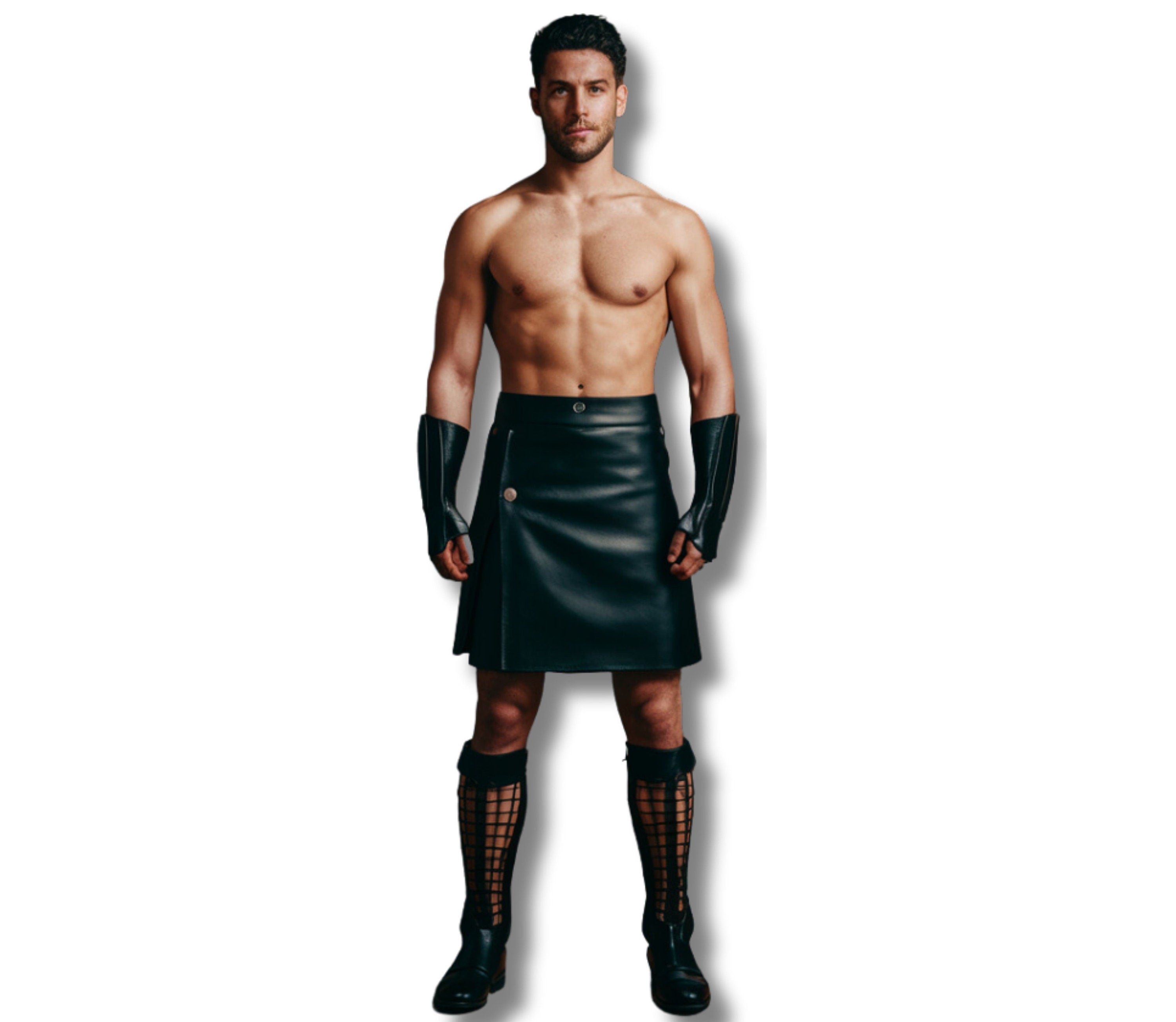 The Last Titan - Handmade Pure Black Leather Gladiator Kilt - Leather Gay Pride Kilt Costume - Cowhide Leather Medieval Men Pride Kilt - Leather Cosplay Gift