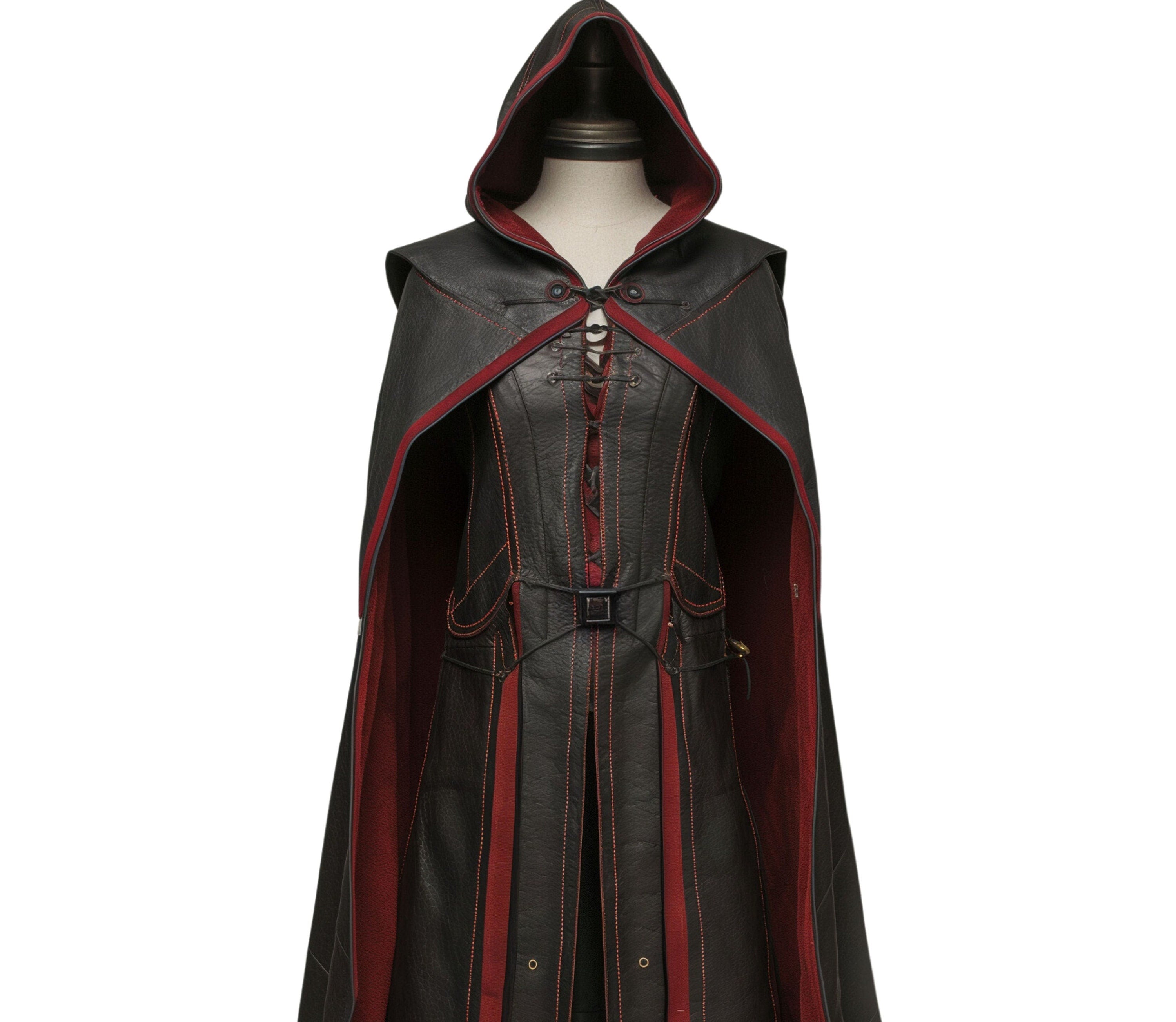 medieval leather cloak with hood - creed leather