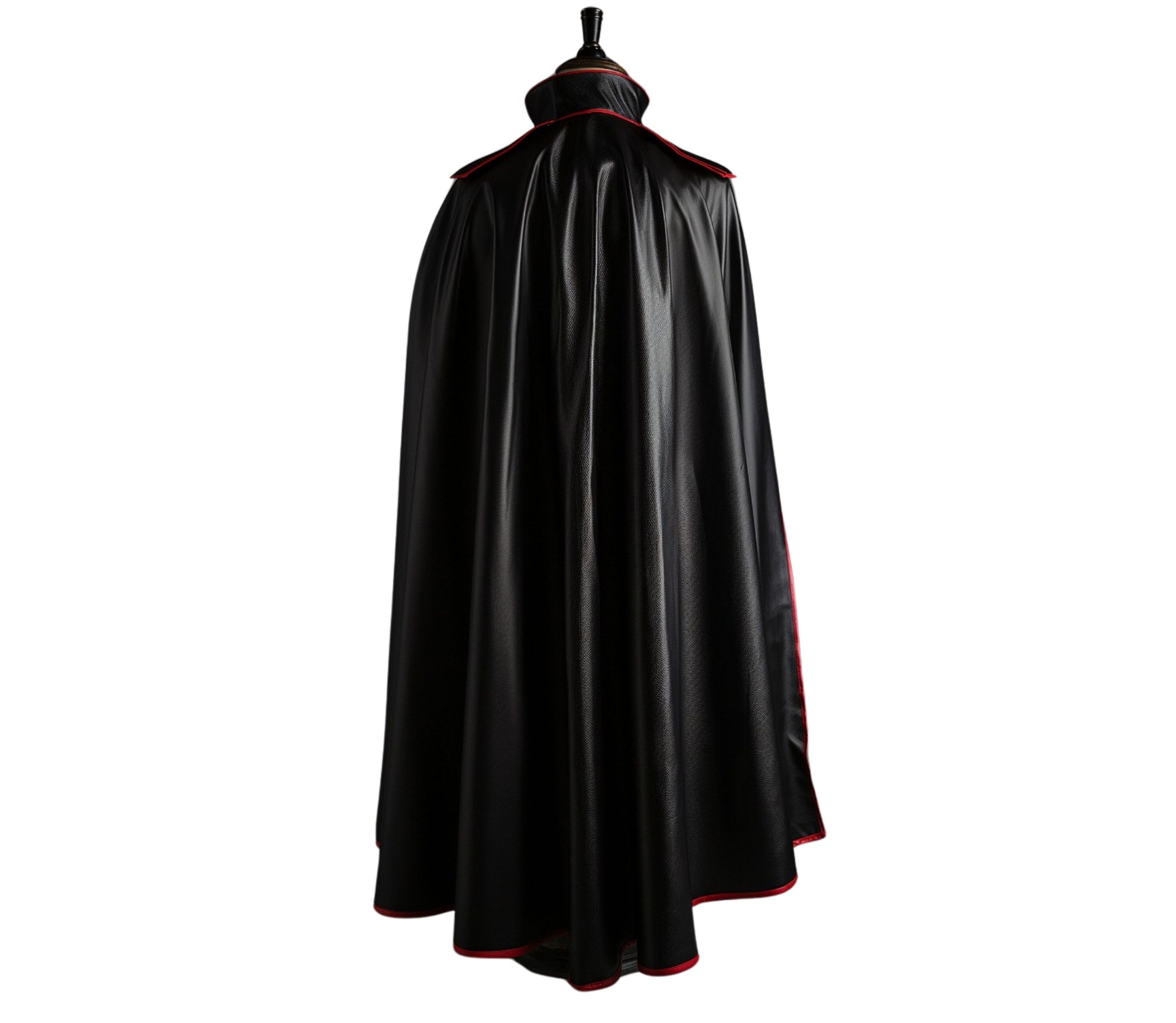 The Blood Emperor - Handmade Red & Black Leather Dracula Cloak - Leather Cloak With Vest For Devil Costume - Vampire Costume Cloak For Men