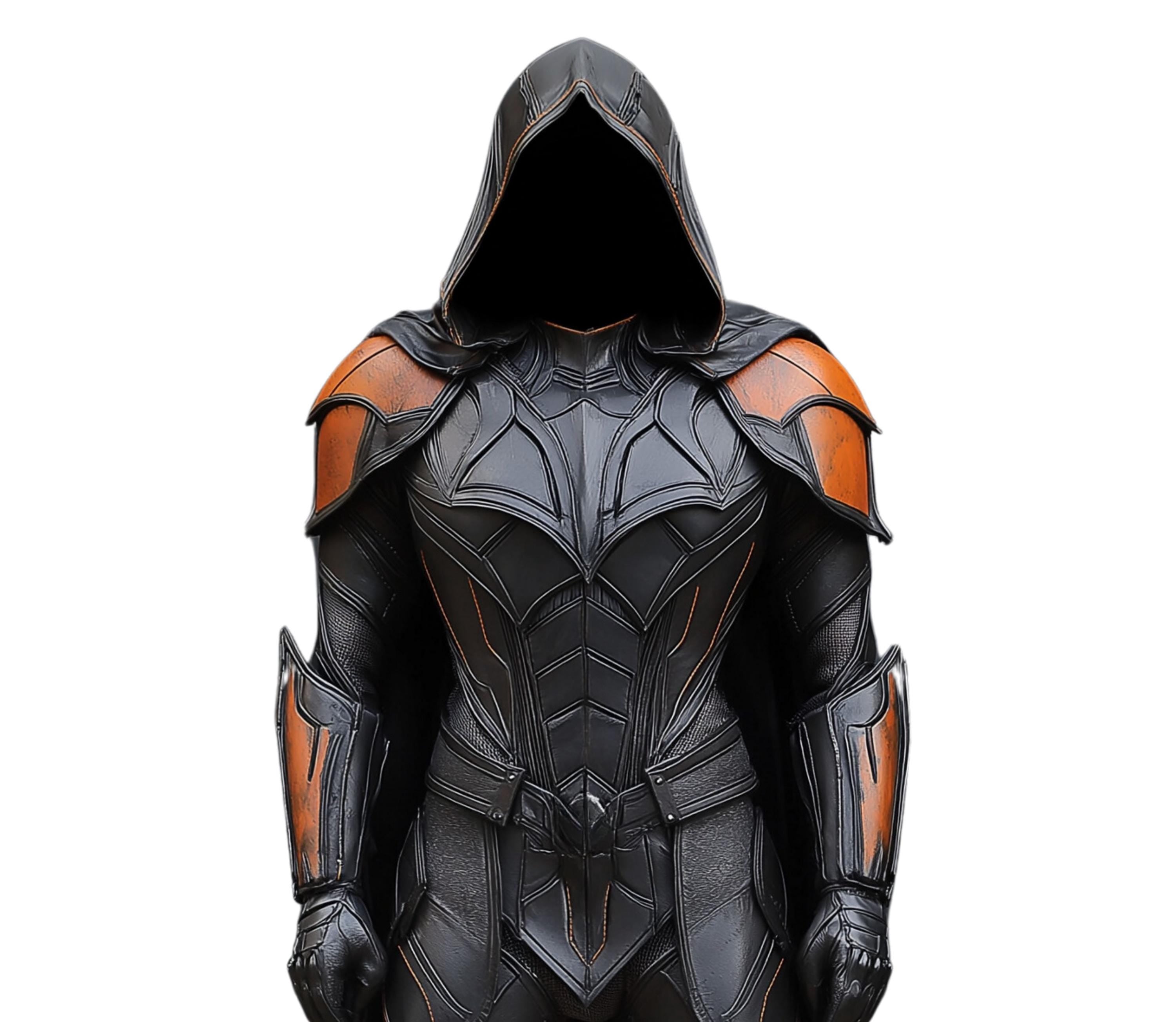 The Ember Knight - Black & Orange Leather Medieval Cloak - Handmade Pure Leather Viking Cosplay Armor - Festival Outfit For Halloween