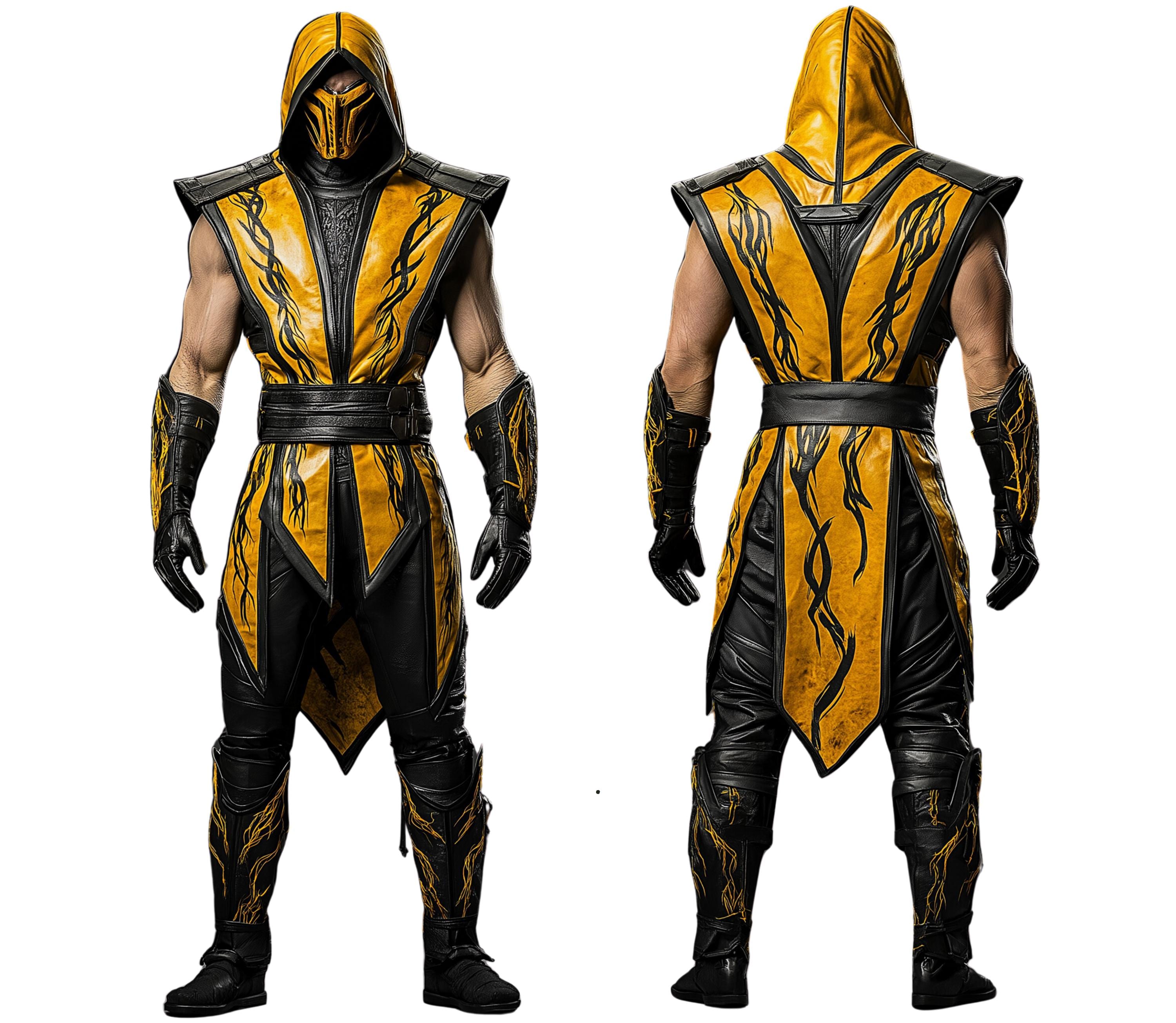 The Infernal Challenger - Handmade Pure Leather Mortal Kombat Suit - Mortal Kombat Inspired Outfit For Cosplay - Monster Hunter Larp Kombat Suit - Ninja Fighter Suit