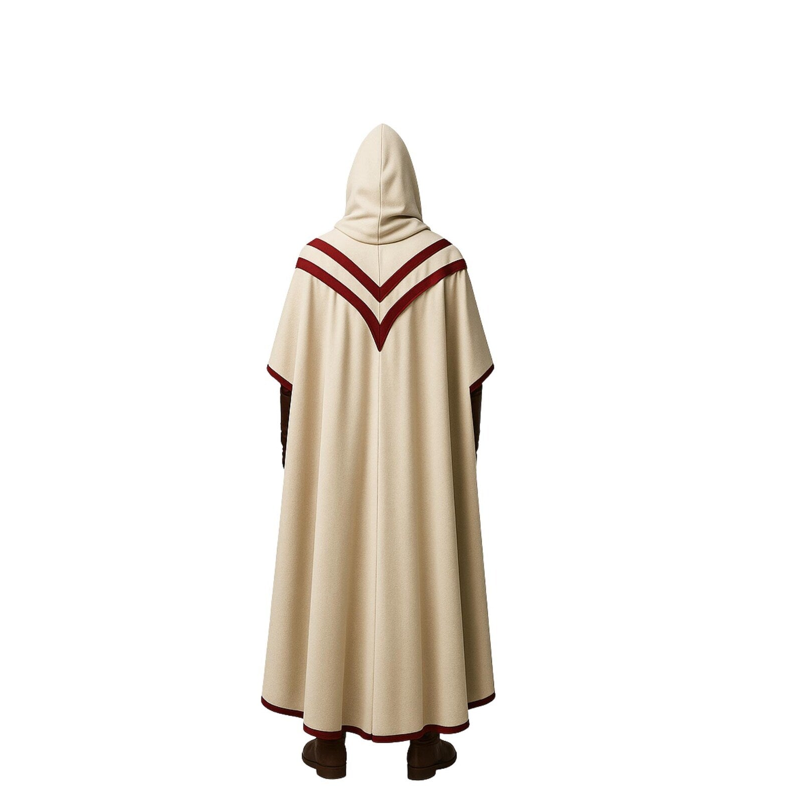 Medieval Hooded Ranger Cloak: Ivory Leather Vest, LARP Costume