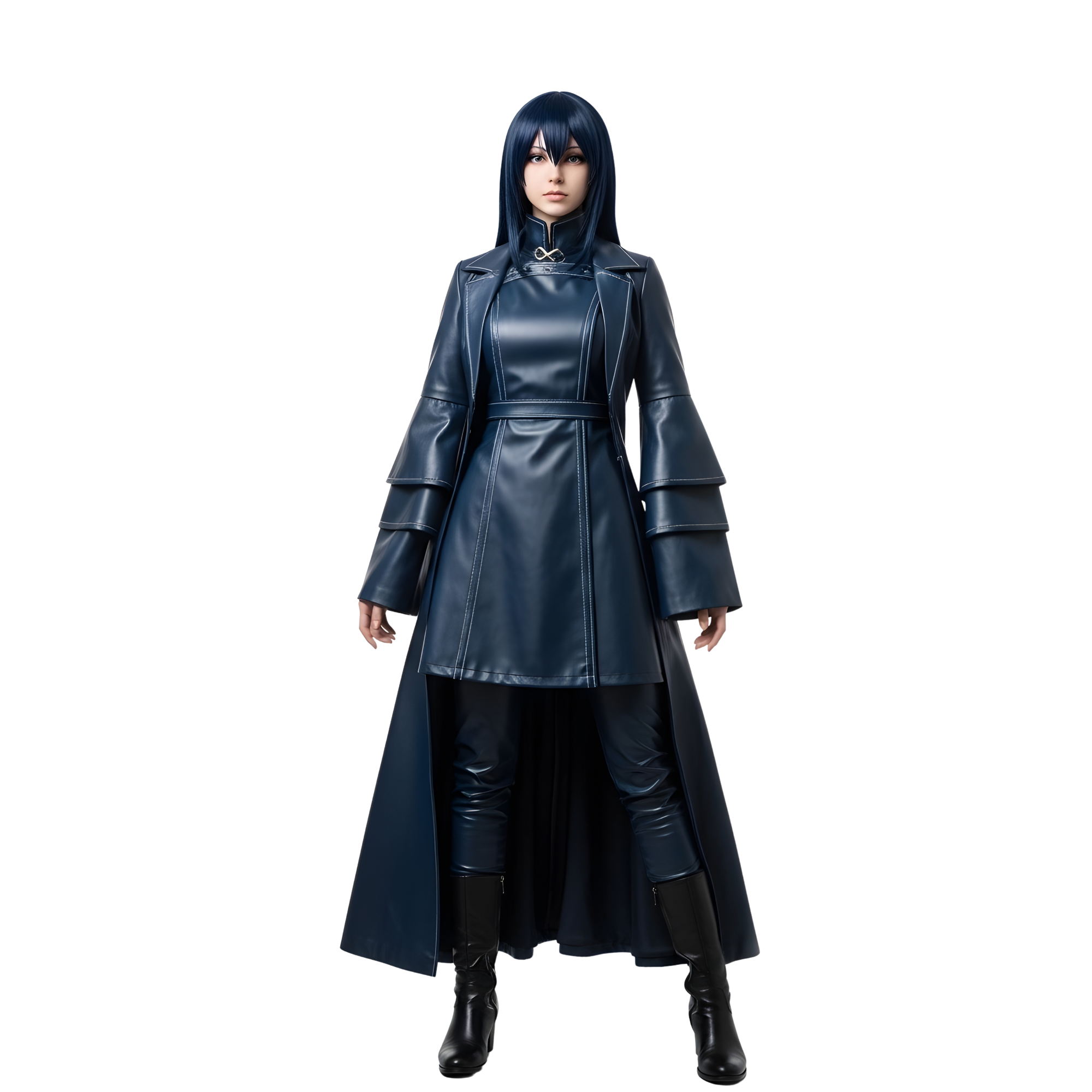 Nightbound Enchantress – Leather Trench Coat with Matching Tunic – Anime Inspired Dark Fantasy Outfit for LARP, Cosplay & Ren Faire