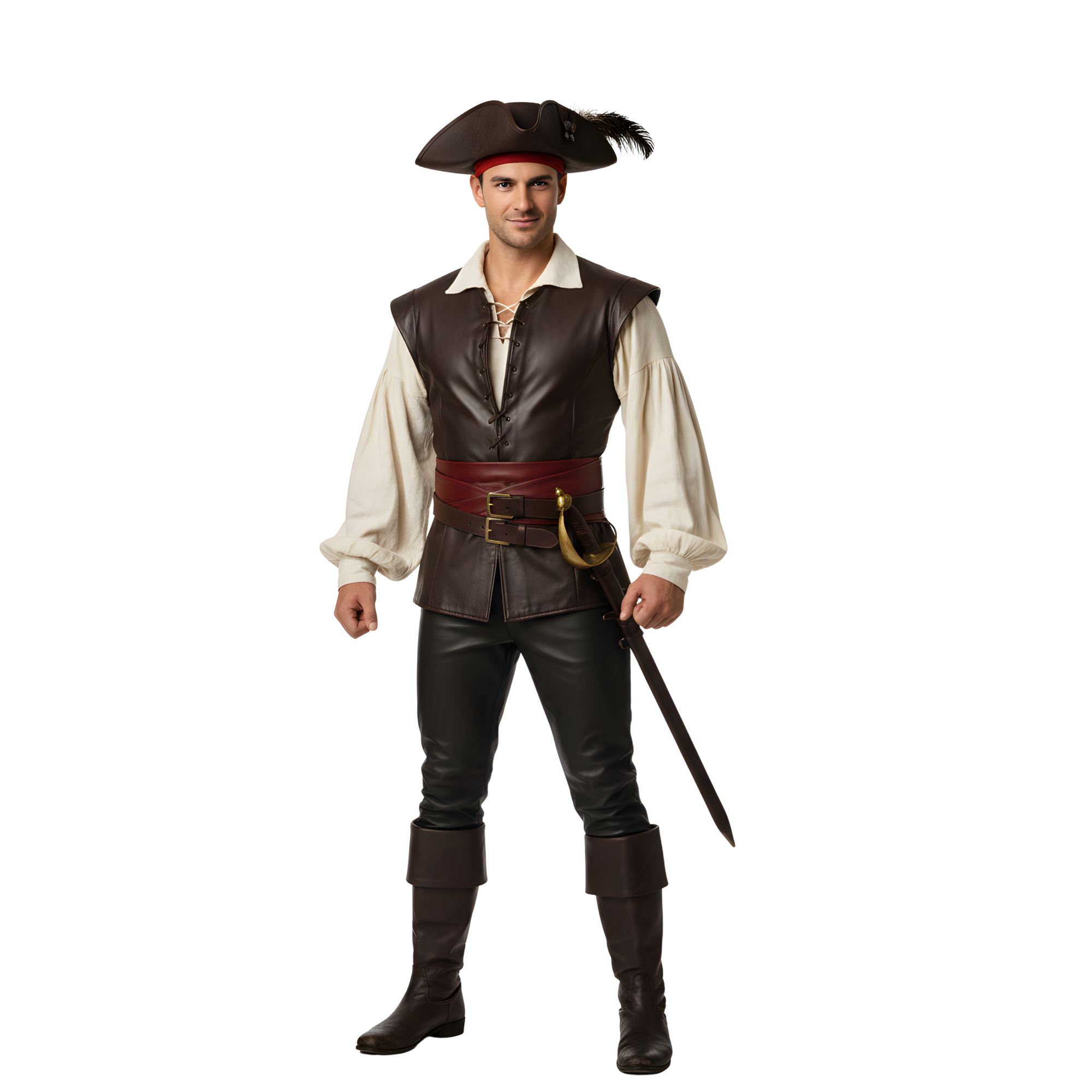 The Rogue Privateer – Leather Pirate Sleeveless Vest – Renaissance Buccaneer Doublet – Swashbuckler Outfit for LARP & Cosplay