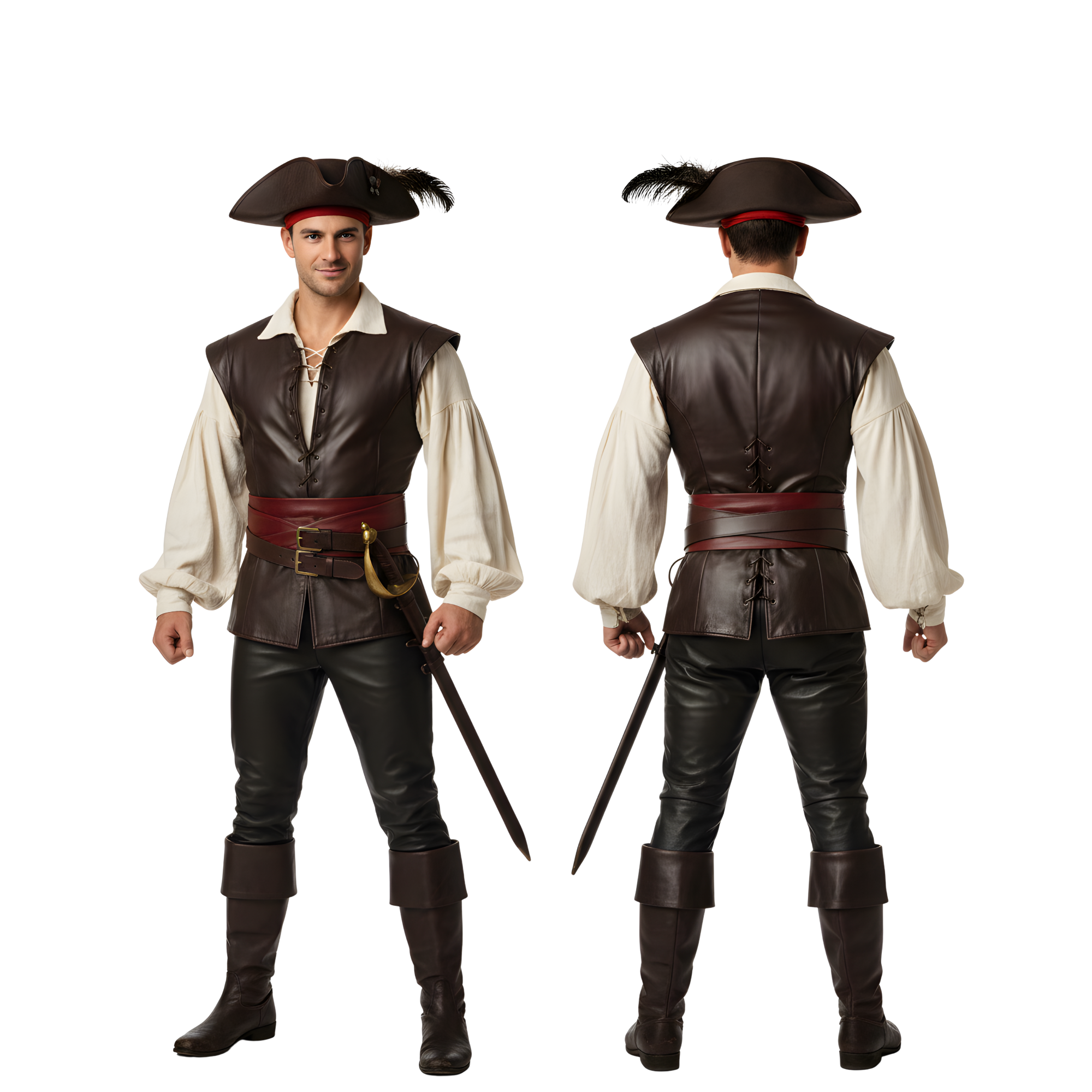 The Rogue Privateer – Leather Pirate Sleeveless Vest – Renaissance Buccaneer Doublet – Swashbuckler Outfit for LARP & Cosplay