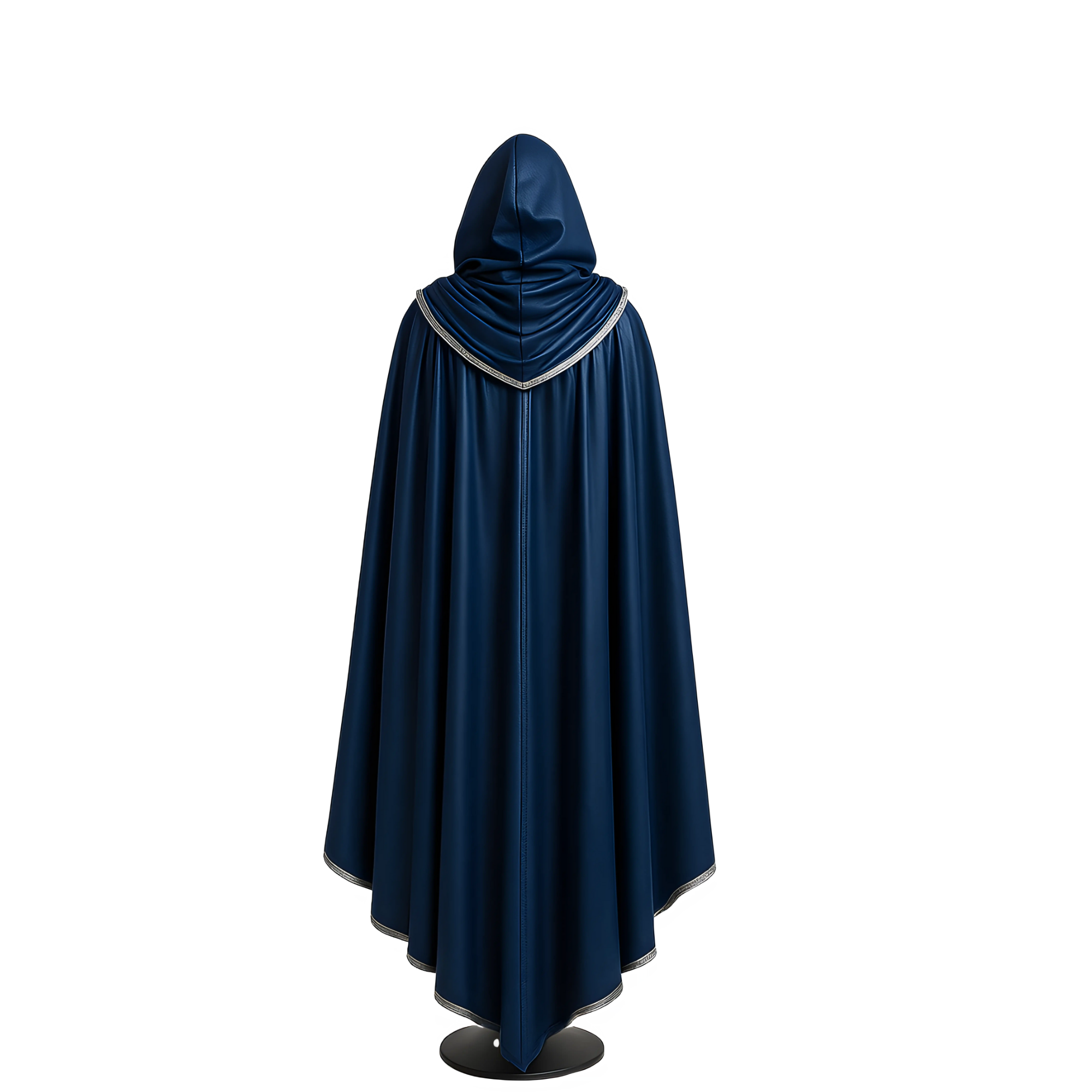 Handmade Blue Leather Hooded Cloak & Vest: Medieval LARP Costume