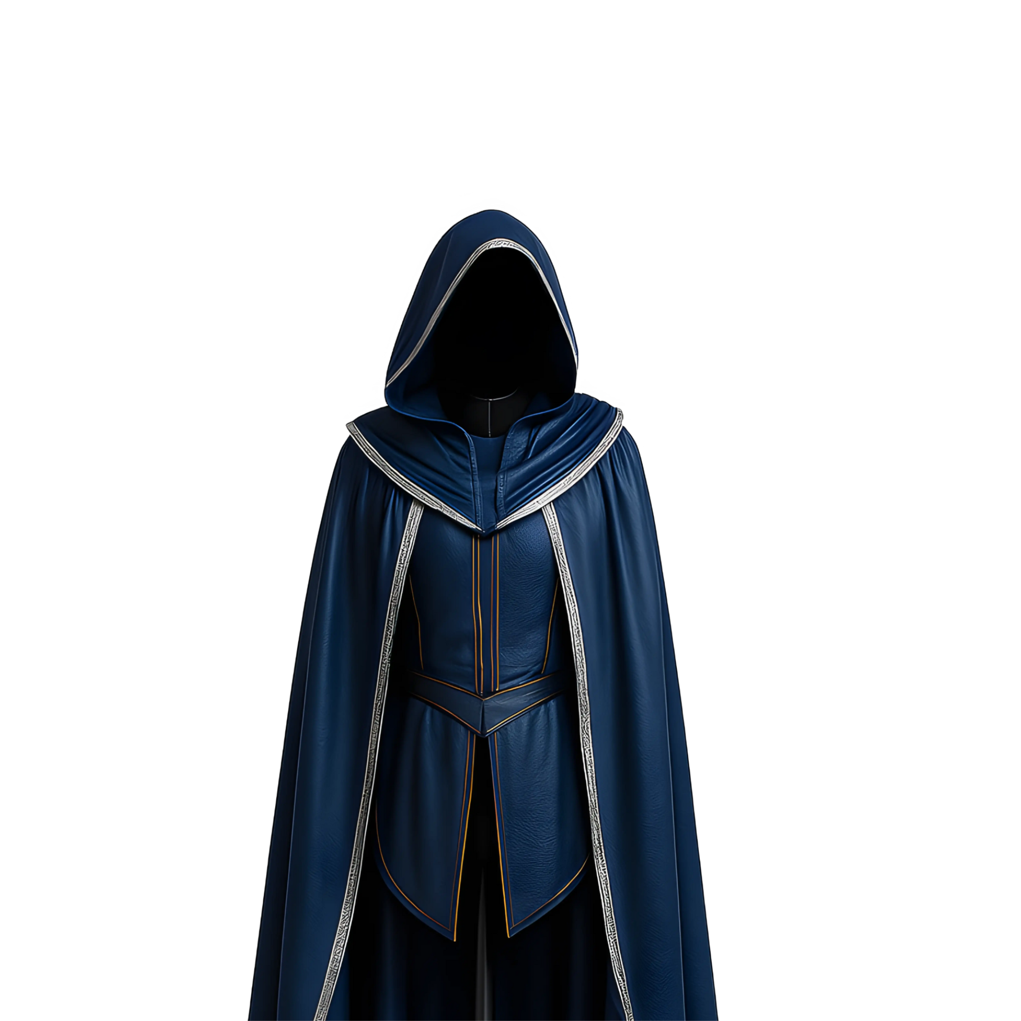 Handmade Blue Leather Hooded Cloak & Vest: Medieval LARP Costume