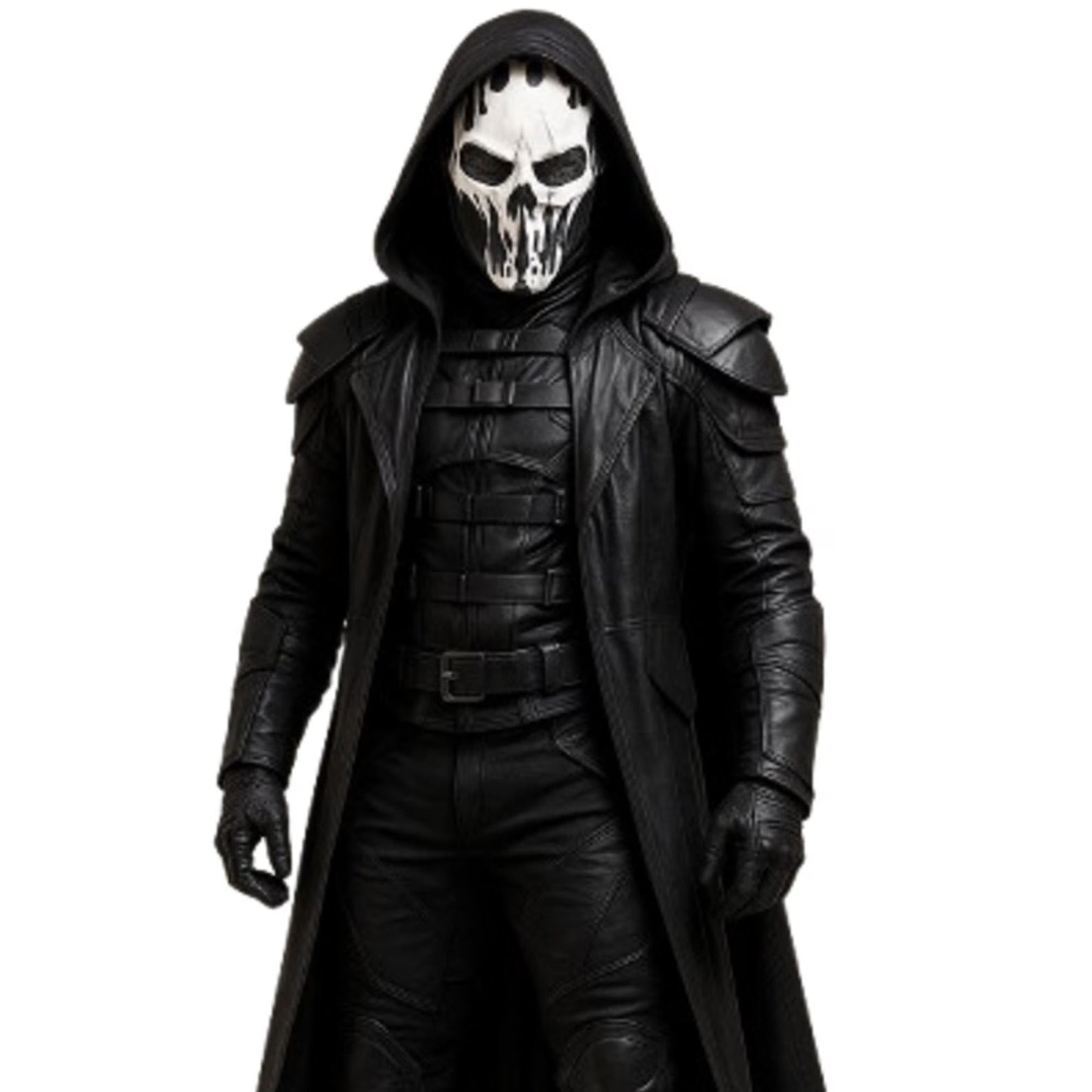 The Black Reaper – Gothic Leather Costume with Mask & Boots – Grim Reaper Cosplay Set – Few Sets Available