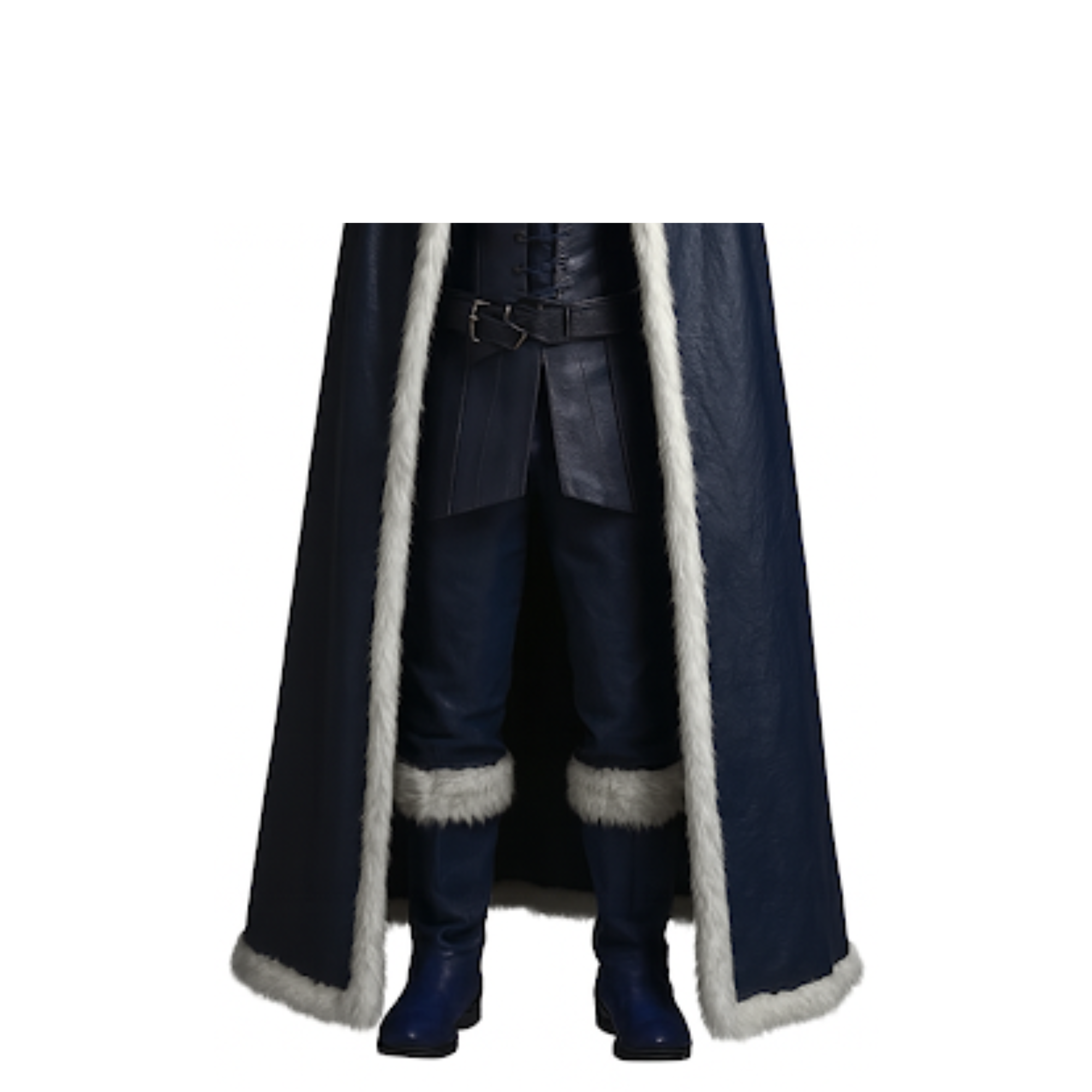 The Northern Frost Walker - Viking Winter Fur Cloak Costume - Blue Hooded Medieval Ranger LARP & Fantasy Cosplay, Halloween Outfit