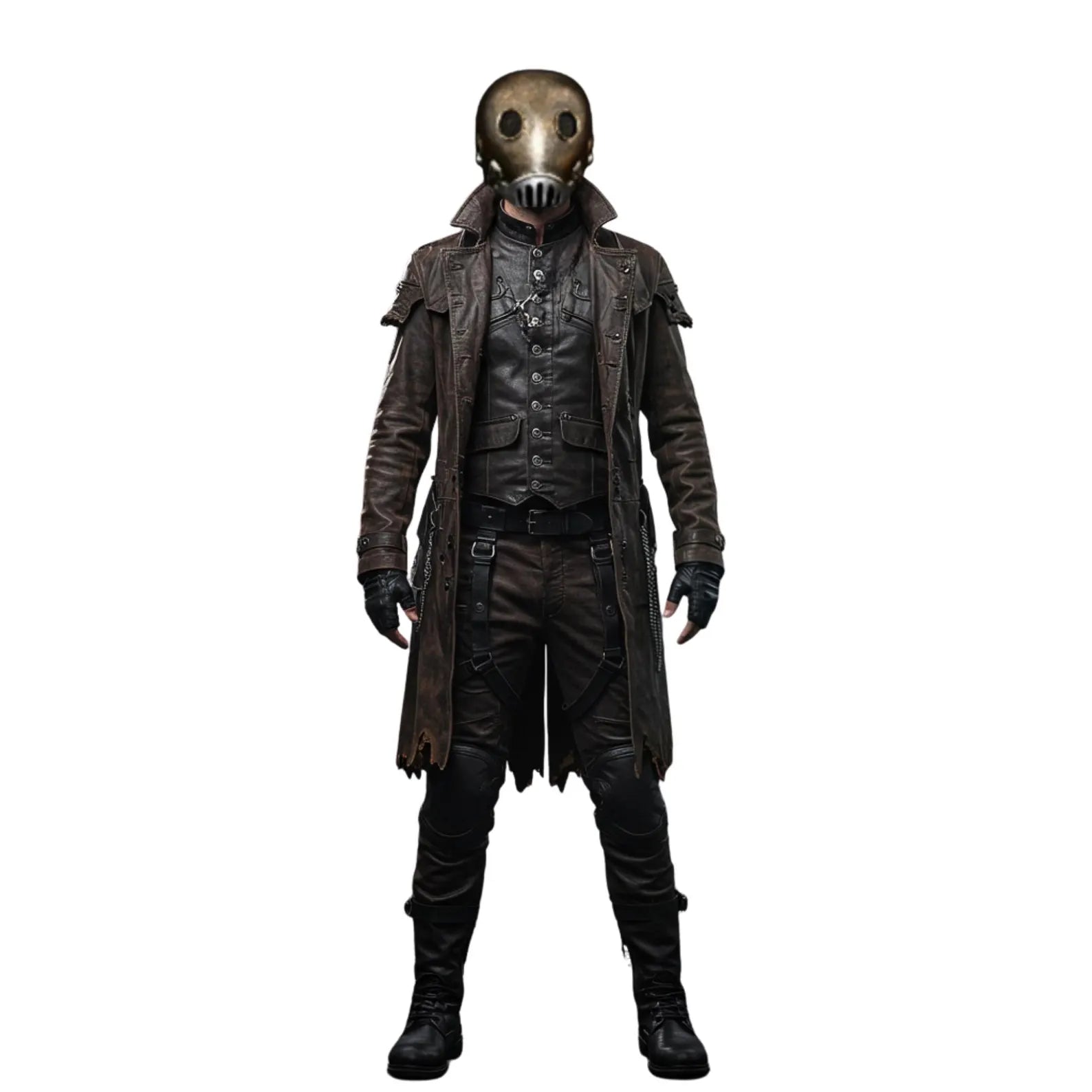 The Plague Reaper - Gothic Steampunk Costume - Post Apocalyptic Vampire Hunter Cosplay - Halloween Leather Outfit for Men