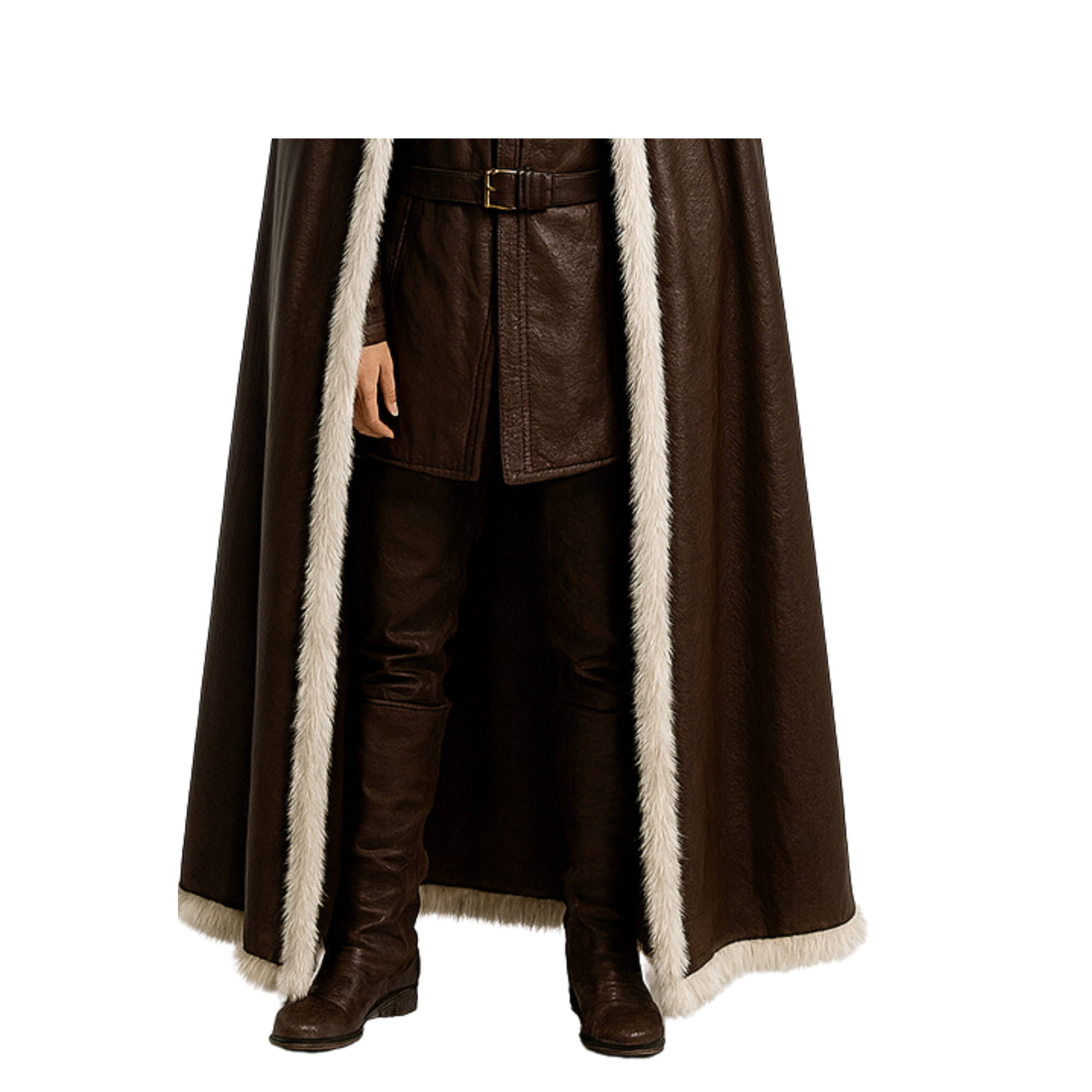 The Winter Forager – Brown Viking Cloak with Fur - Medieval Ranger Costume, Hooded Cape, Fantasy LARP & Cosplay Outfit, Renaissance Faire