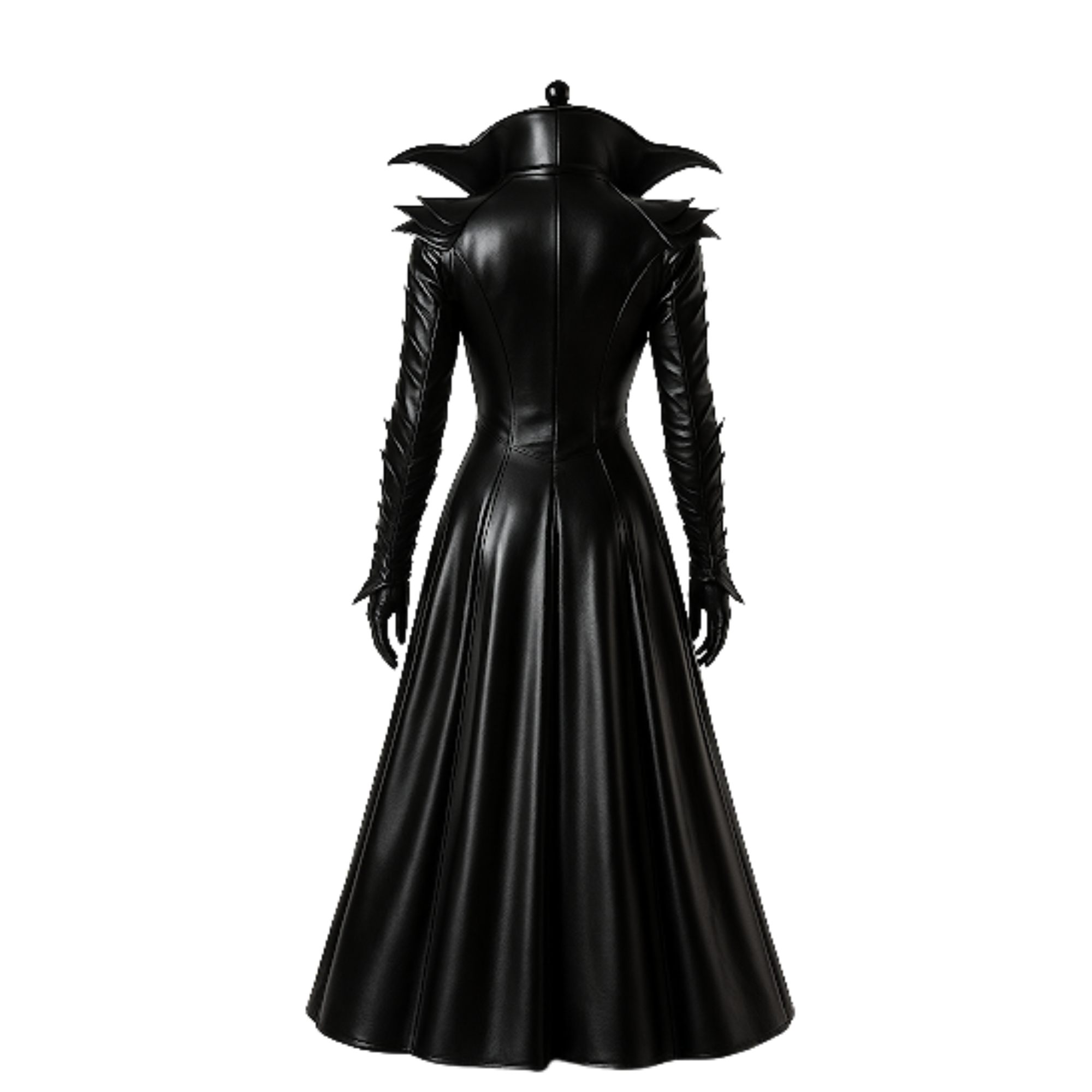 Vampire Queen Leather Coat Set - Gothic High Collar Trench Coat with Red Vest - Halloween Cosplay Costume - Dark Fantasy LARP Outfit