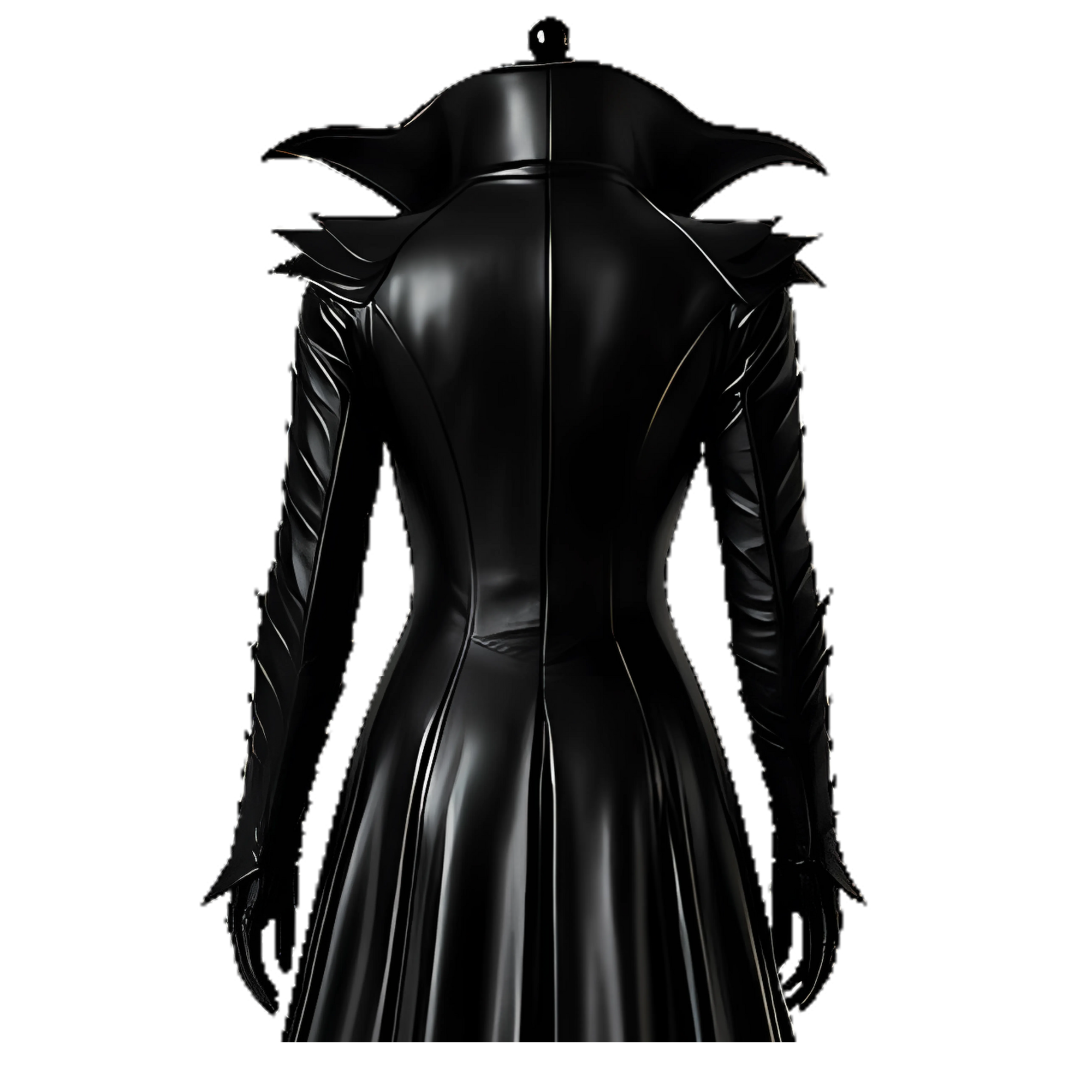 Vampire Queen Leather Coat Set - Gothic High Collar Trench Coat with Red Vest - Halloween Cosplay Costume - Dark Fantasy LARP Outfit