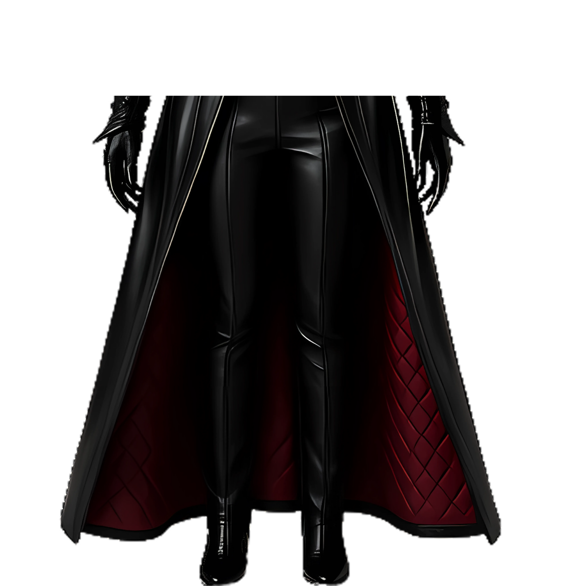 Vampire Queen Leather Coat Set - Gothic High Collar Trench Coat with Red Vest - Halloween Cosplay Costume - Dark Fantasy LARP Outfit