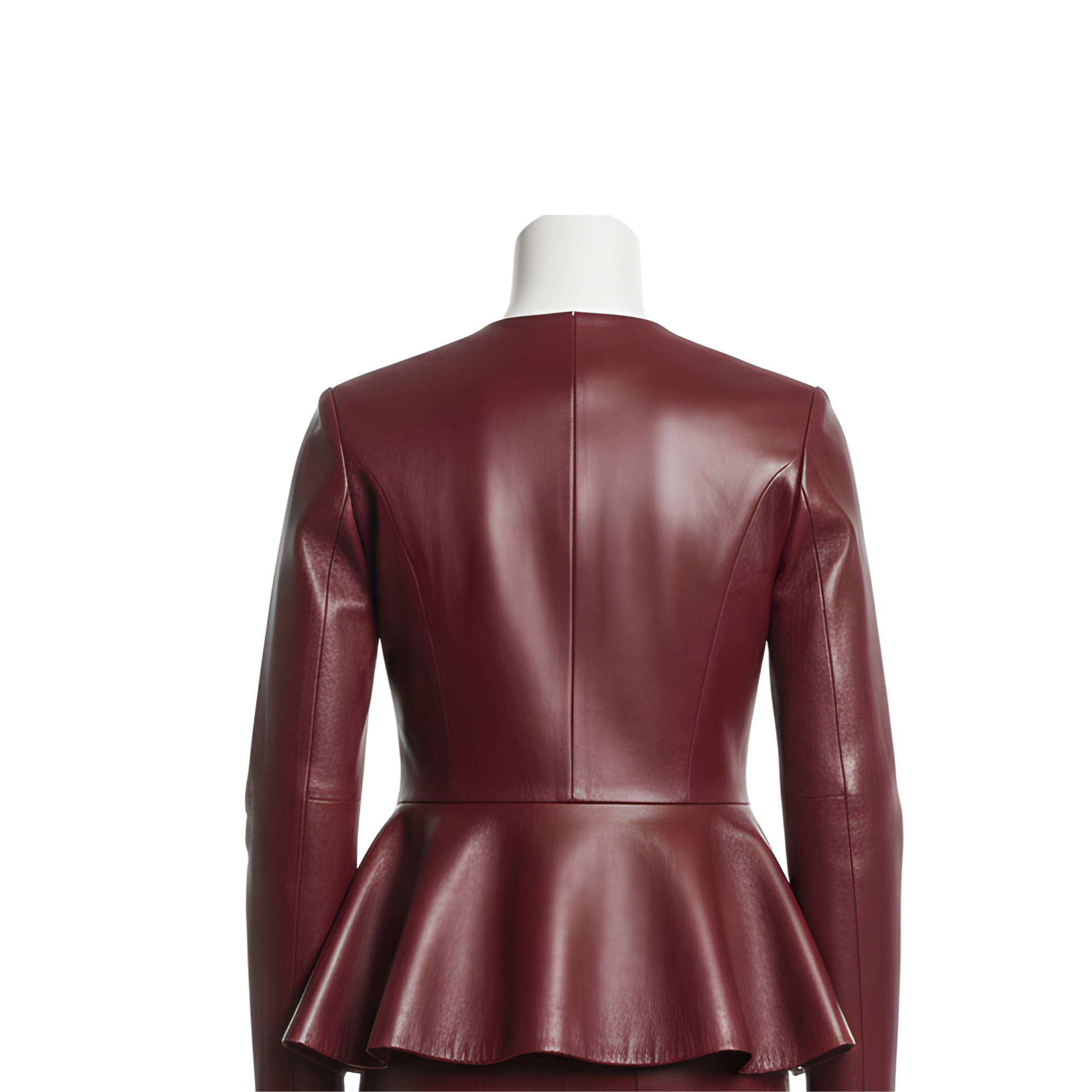 Women’s Leather Peplum Top & Pants Suit – Two-Piece Leather Co-ord – Sculptural Avant-Garde Set – Minimalist High Fashion Outfit